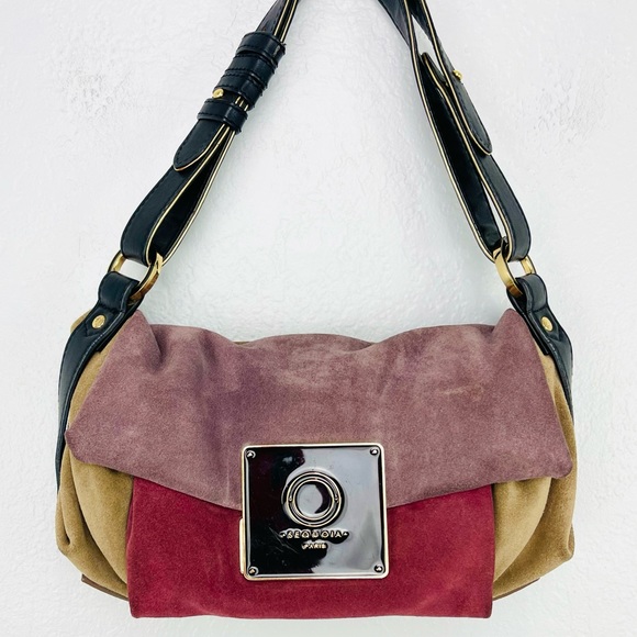 Sequoia Handbags - Sequoia Paris Leather Suede Color block Slouched Shoulder Bag
